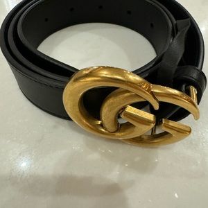 Gucci Leather Belt with Double GG Black 85